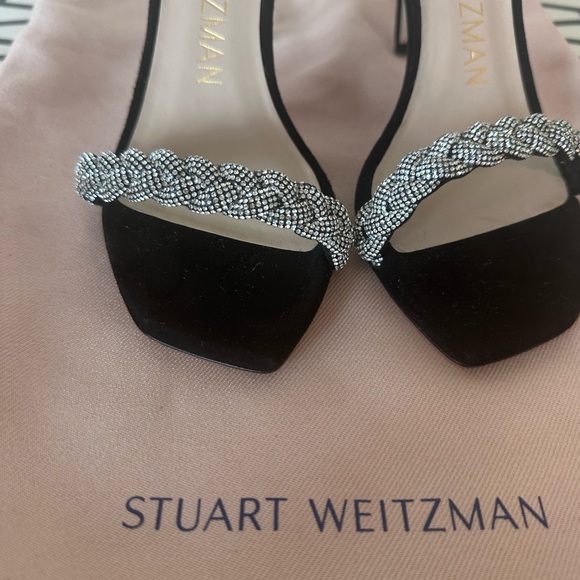 Stuart Weitzman Black Suede Nudist Curve Sandals/ Heels Highshine 5.5 size - Picture 4 of 11